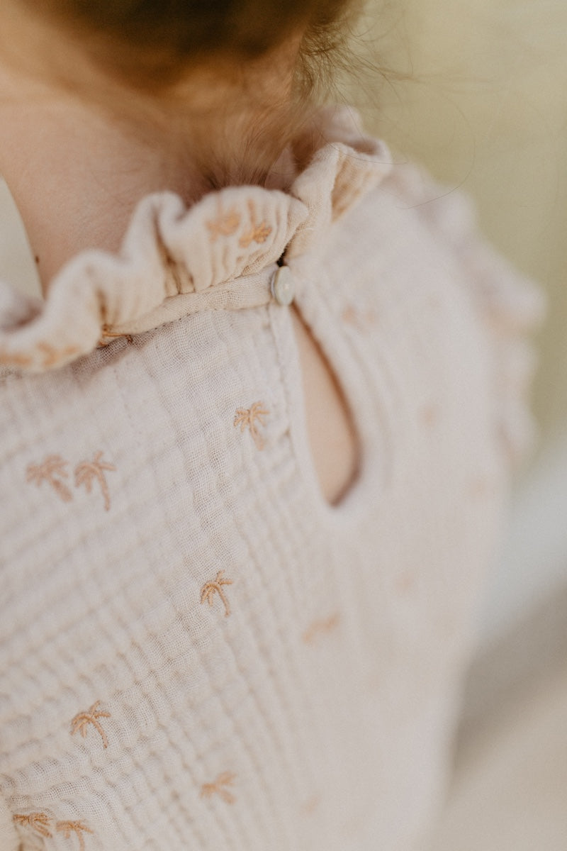 Muslin top 'palm trees' with ruffles