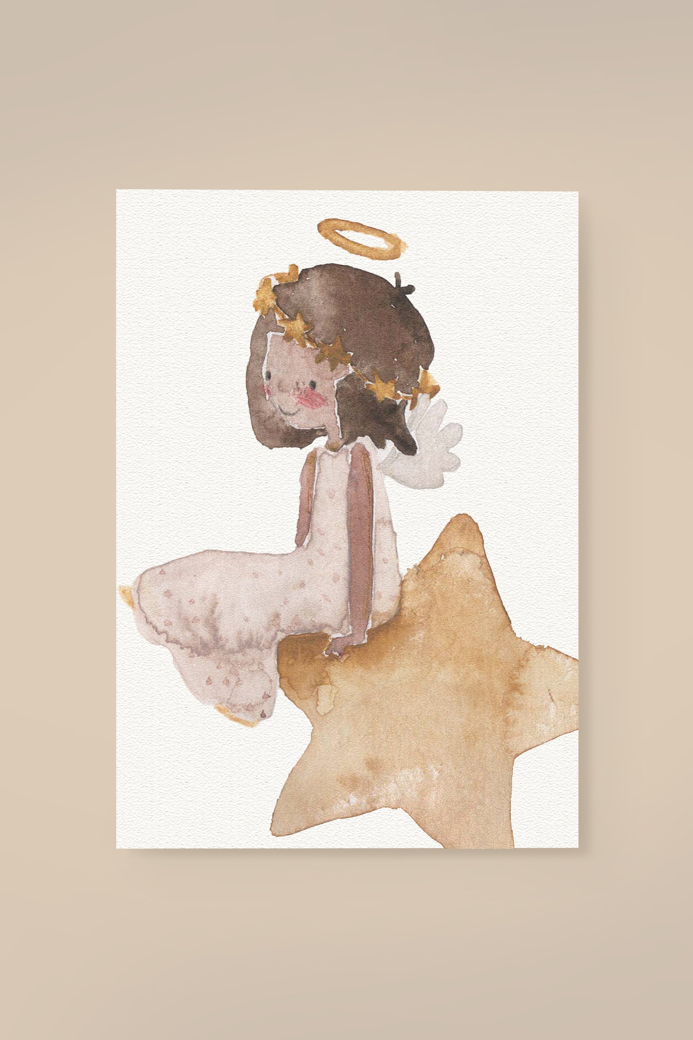 Postcard angel on star