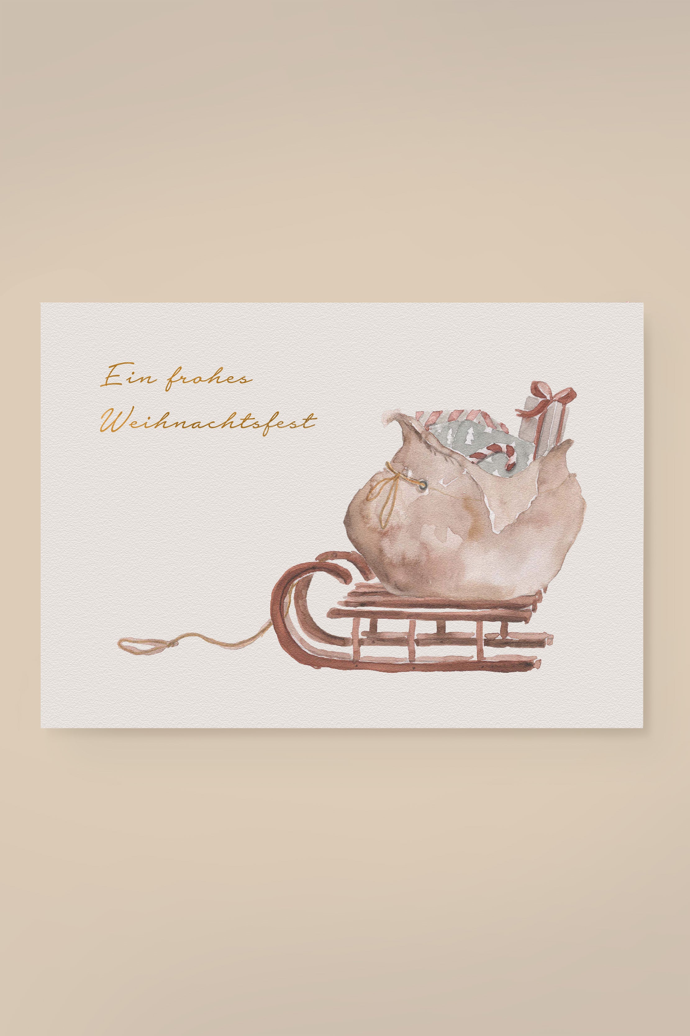 Sleigh postcard "Ein Frohes Weihnachtsfest"