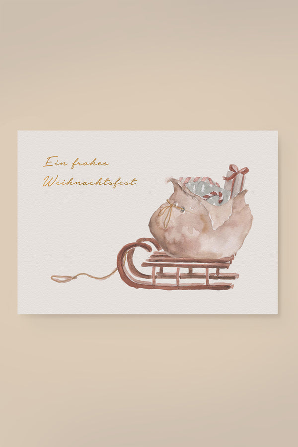 Postkarte Schlitten "Ein Frohes Weihnachtsfest"