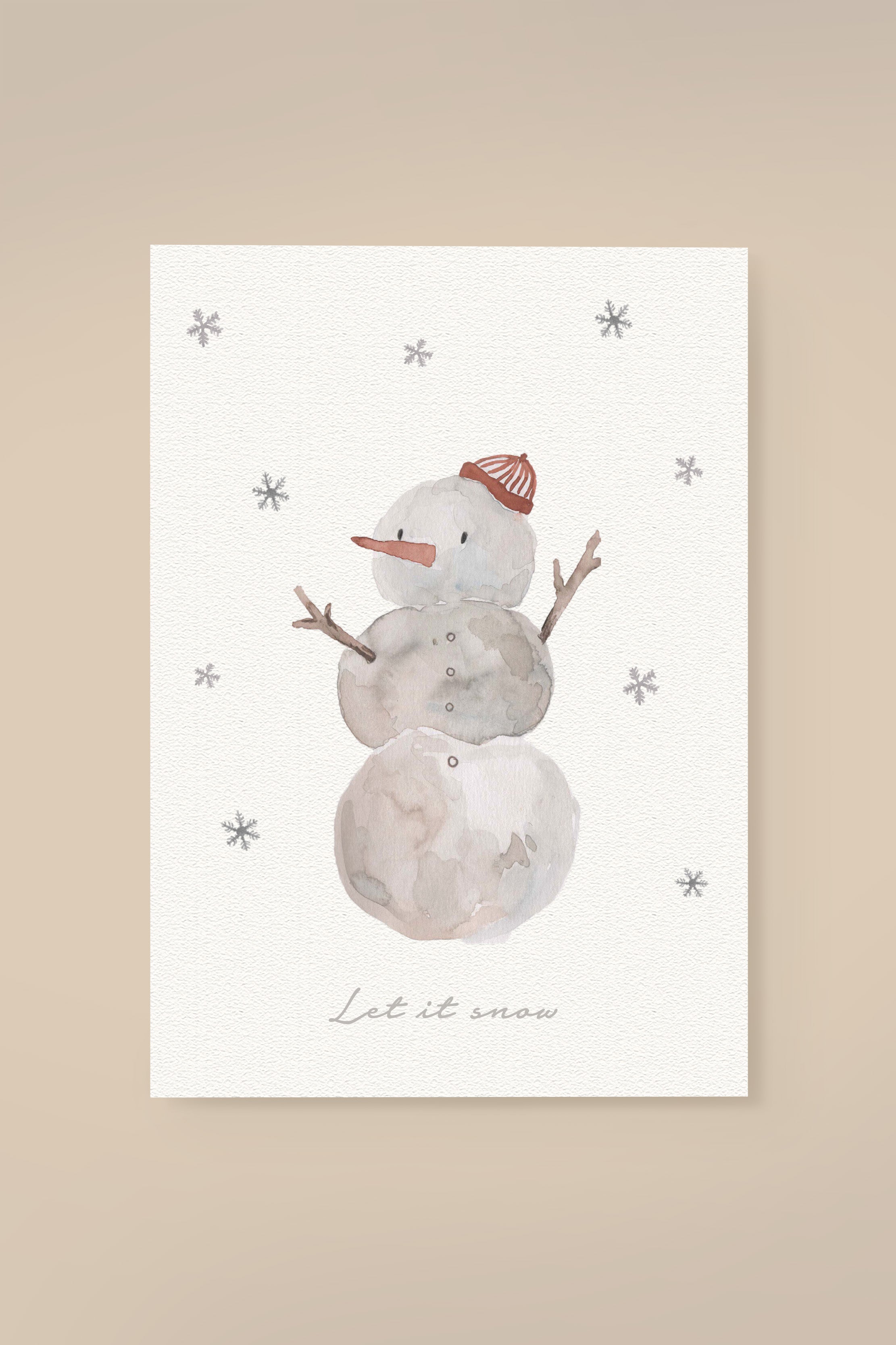 Snowman Postcard "Let it snow"