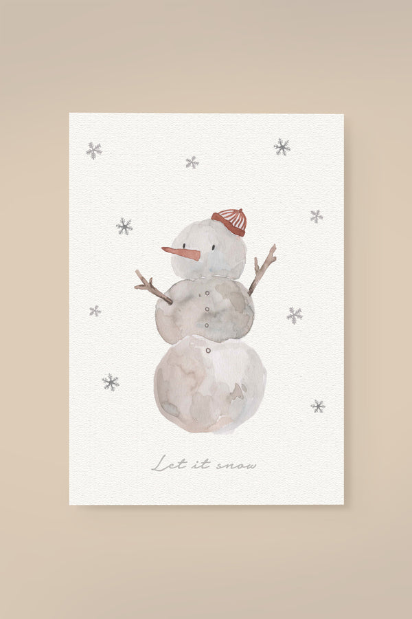 Postkarte Schneemann "Let it snow"