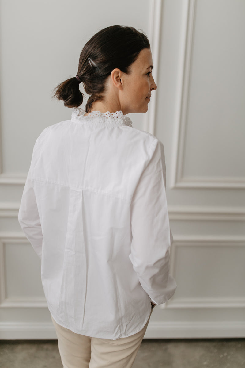 Lace blouse with broderie anglaise for women