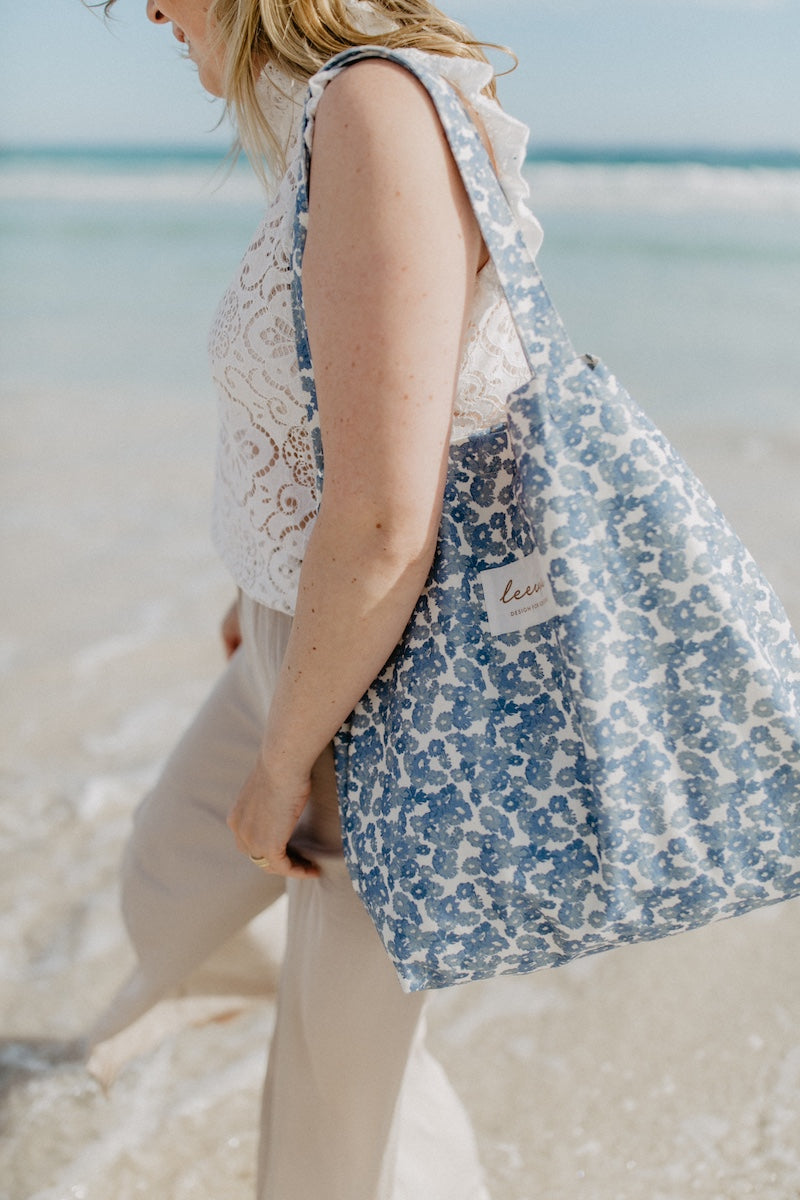 Fabric bag 'blue flowers' large