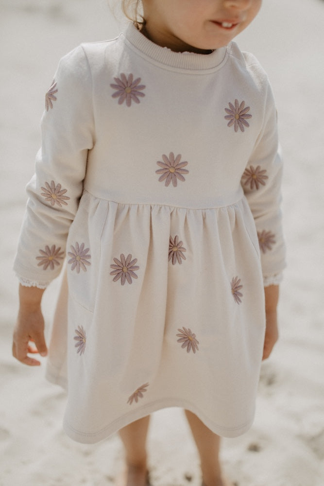 Sweat dress 'field of daisies' with embroidery