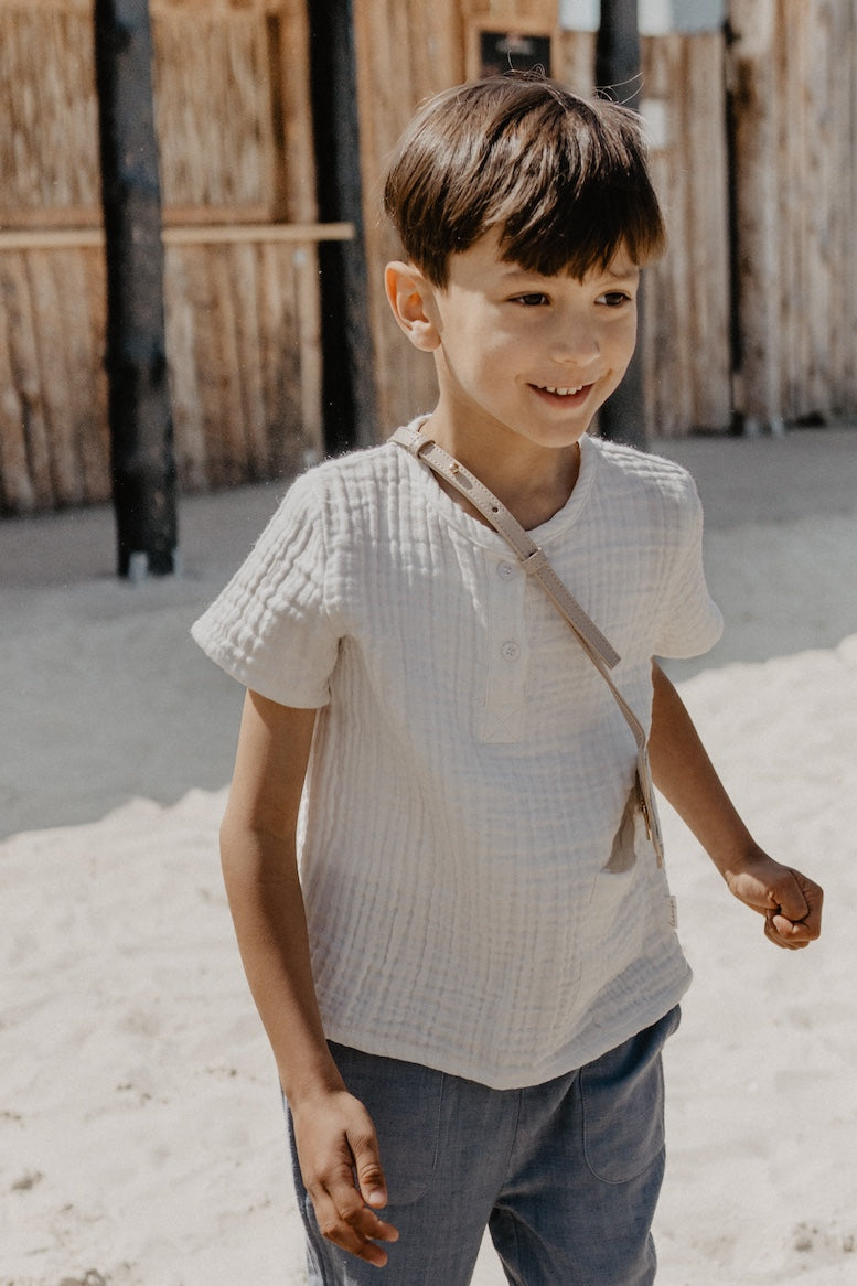 T-Shirt aus Musselin 'white' mit Tasche