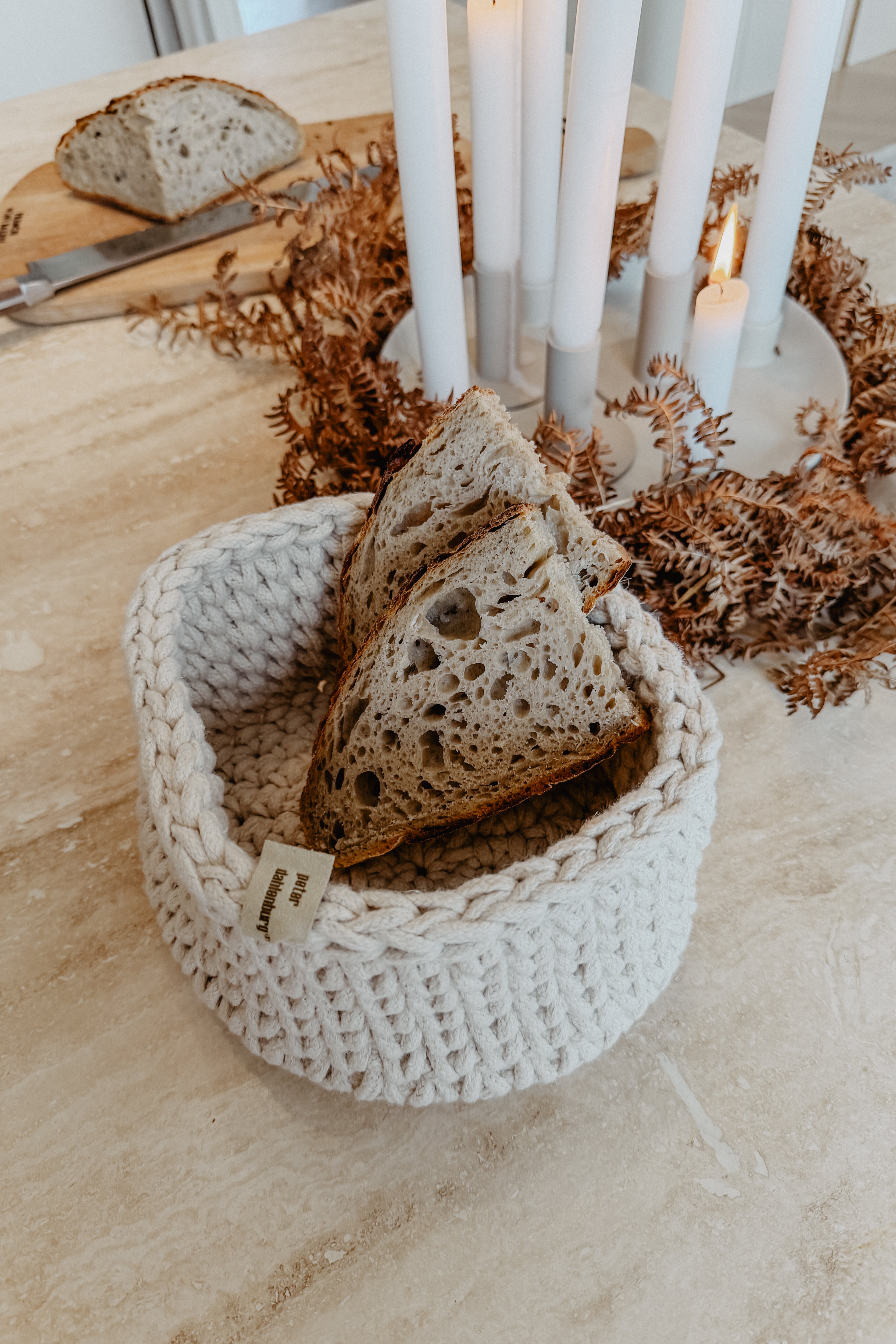 dahlenburg® | Brötchenkorb - rund, gestrickt - ecru