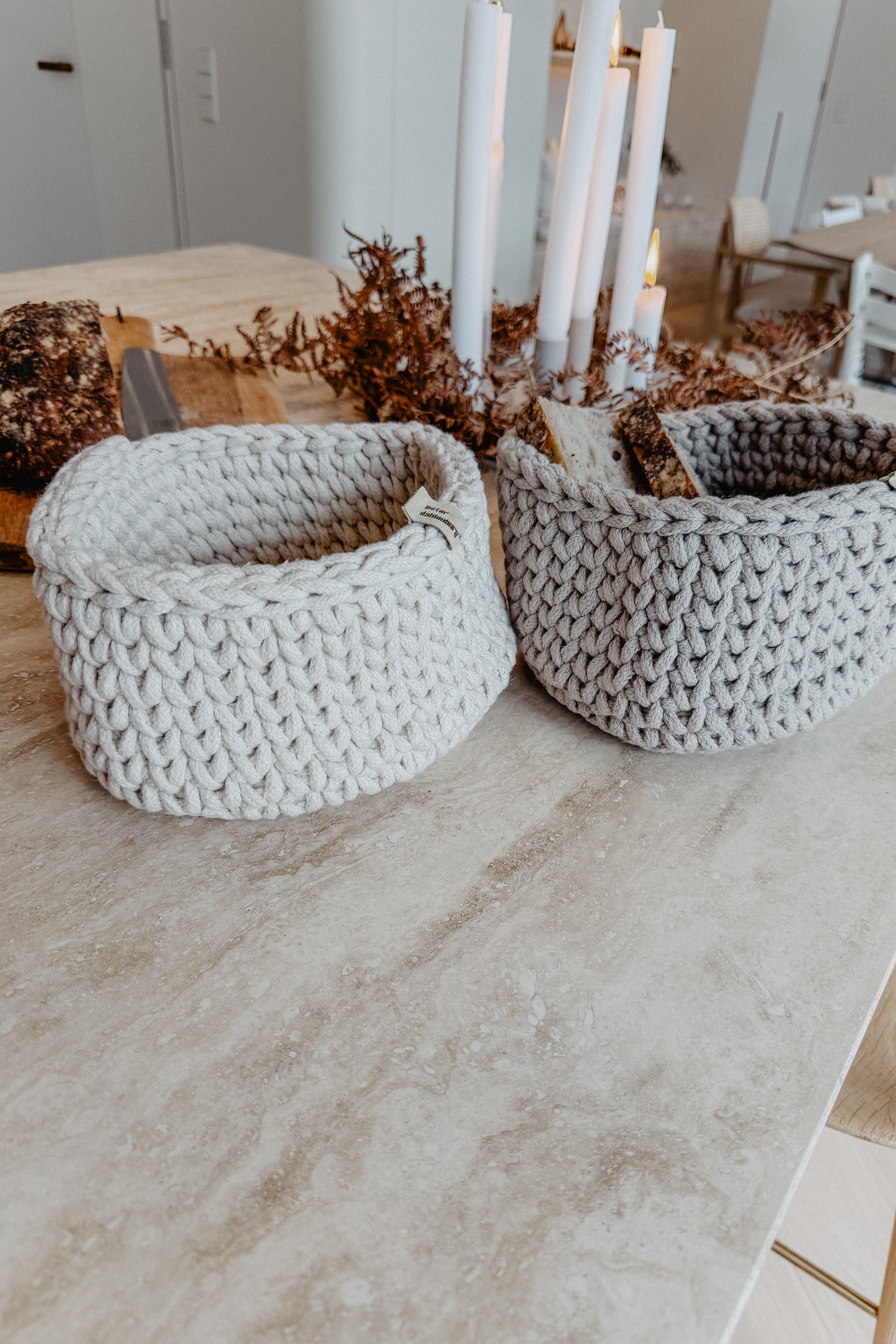 dahlenburg® | Brötchenkorb - rund, gestrickt - beige