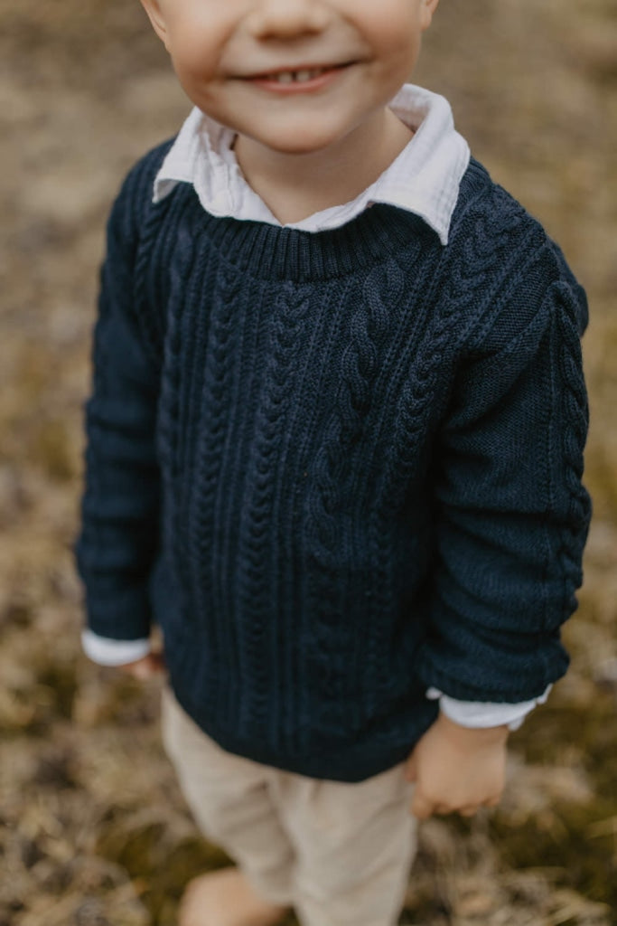 Strickpullover Navy Aus Merinowolle