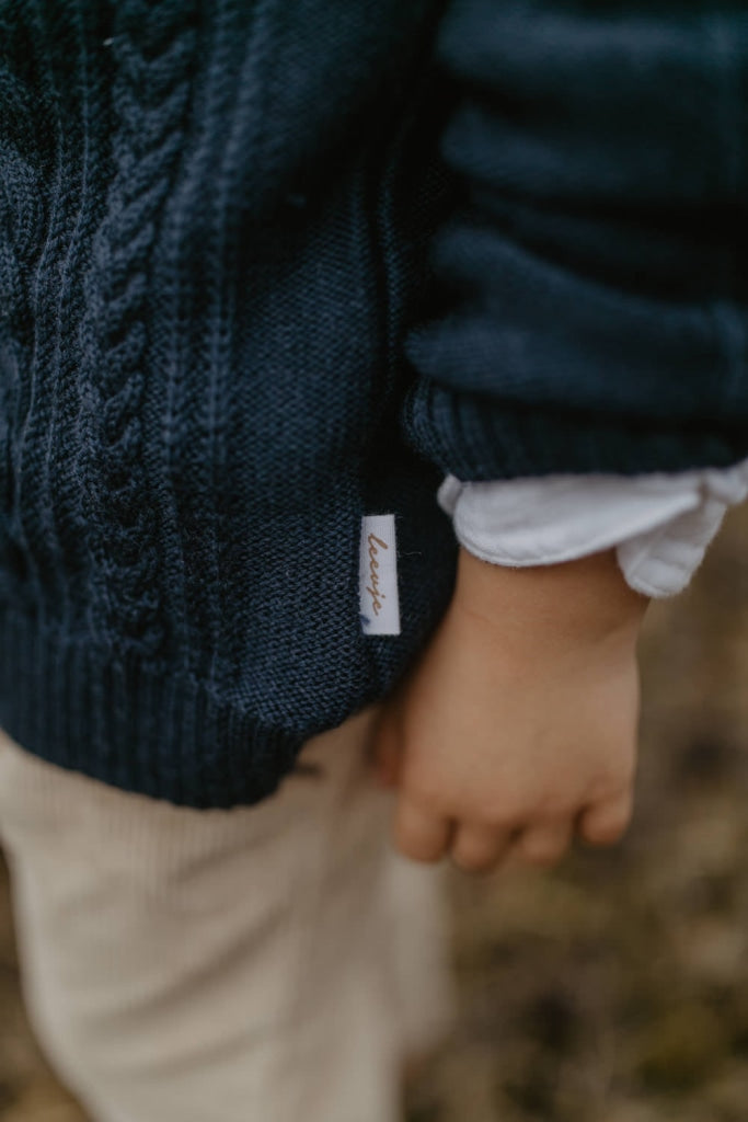 Strickpullover Navy Aus Merinowolle