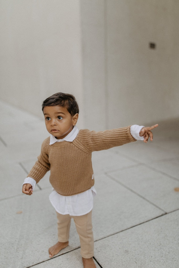 Chunky Knit Pullover Hazelnut Mit Raglanärmel Merinowolle