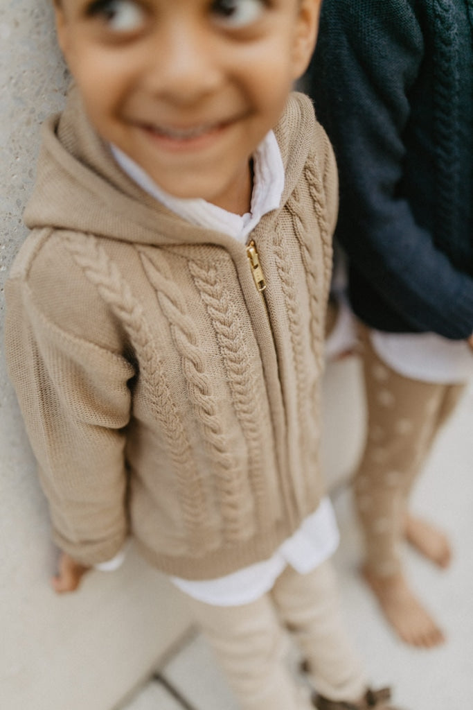 Strickjacke Walnut Mit Reißverschluss Und Kapuze Merinowolle