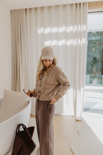 Cable Knit Cardigan | Caramel