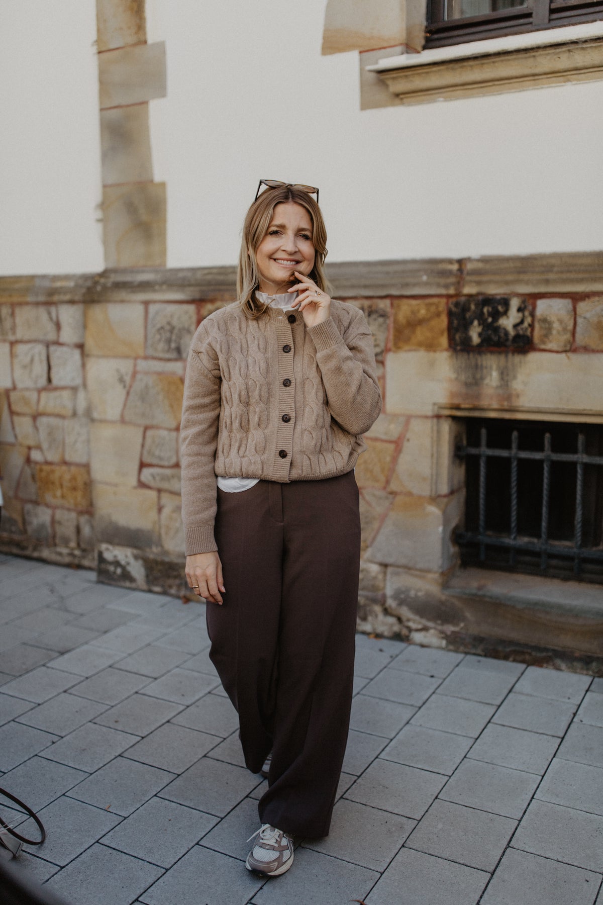 Vest met kabelpatroon | Caramel