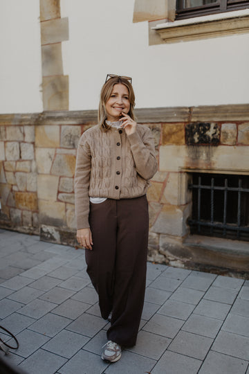 Wide-Leg Tailored Trousers | Dark Chocolate