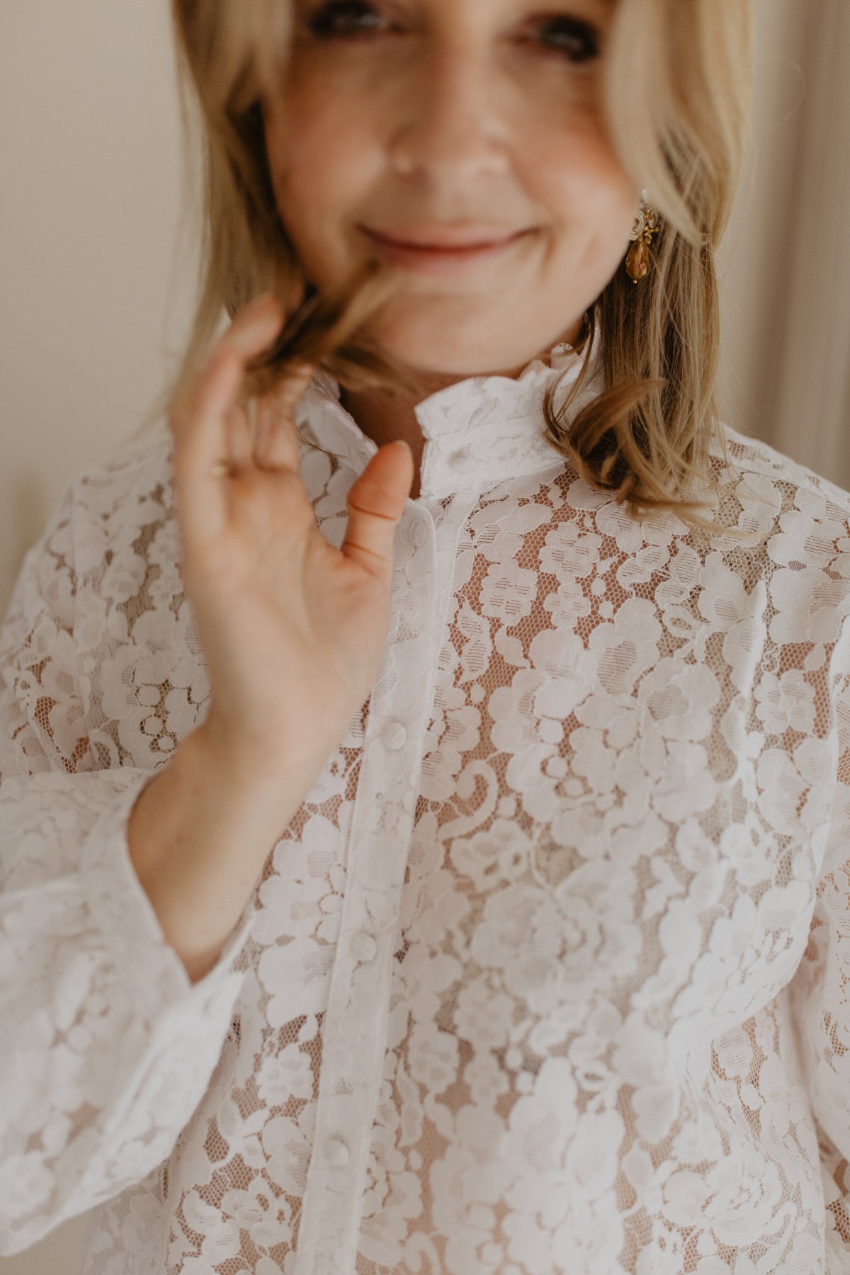 Bloemenkantblouse | Wit