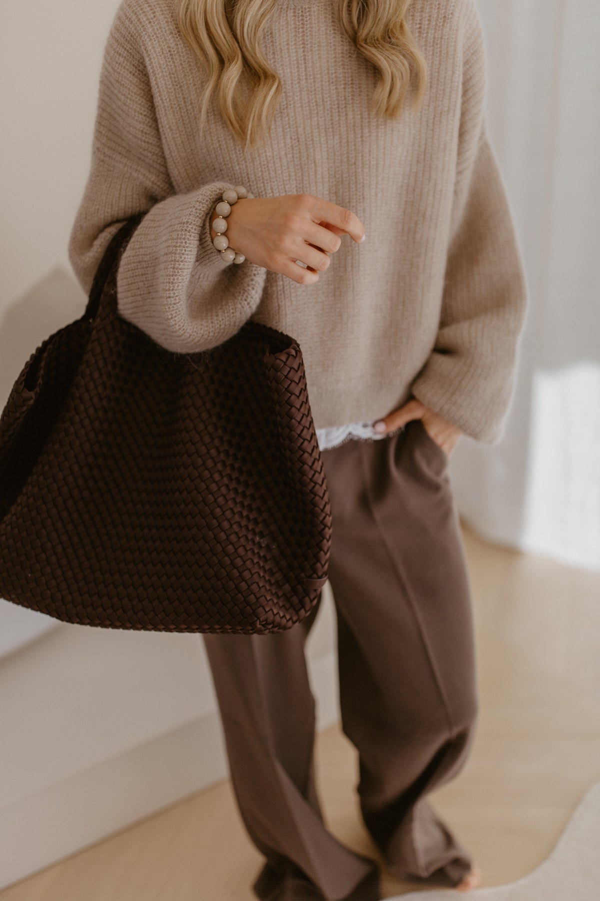 Trui van mohairmix | Taupe