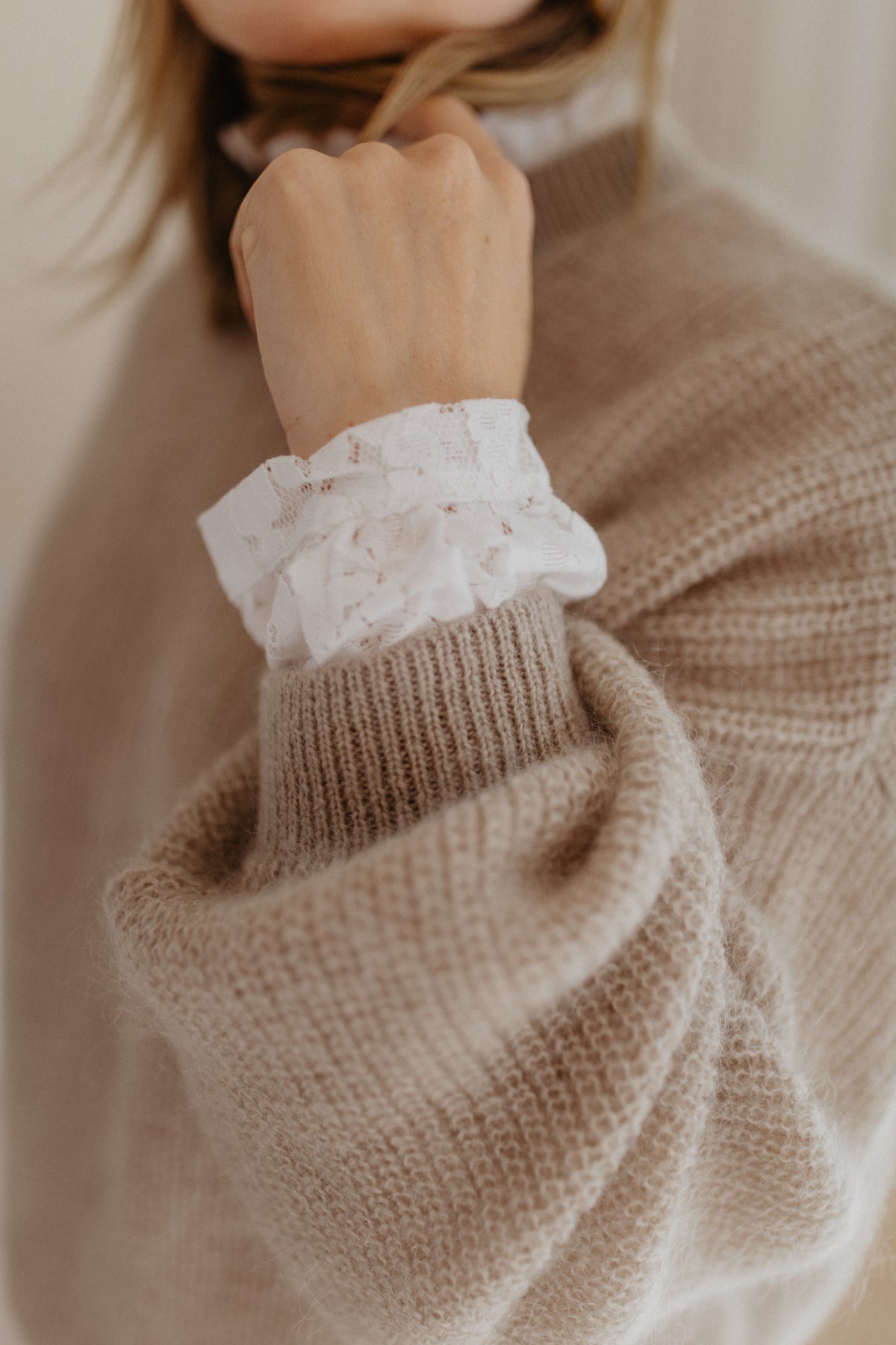 Trui van mohairmix | Taupe