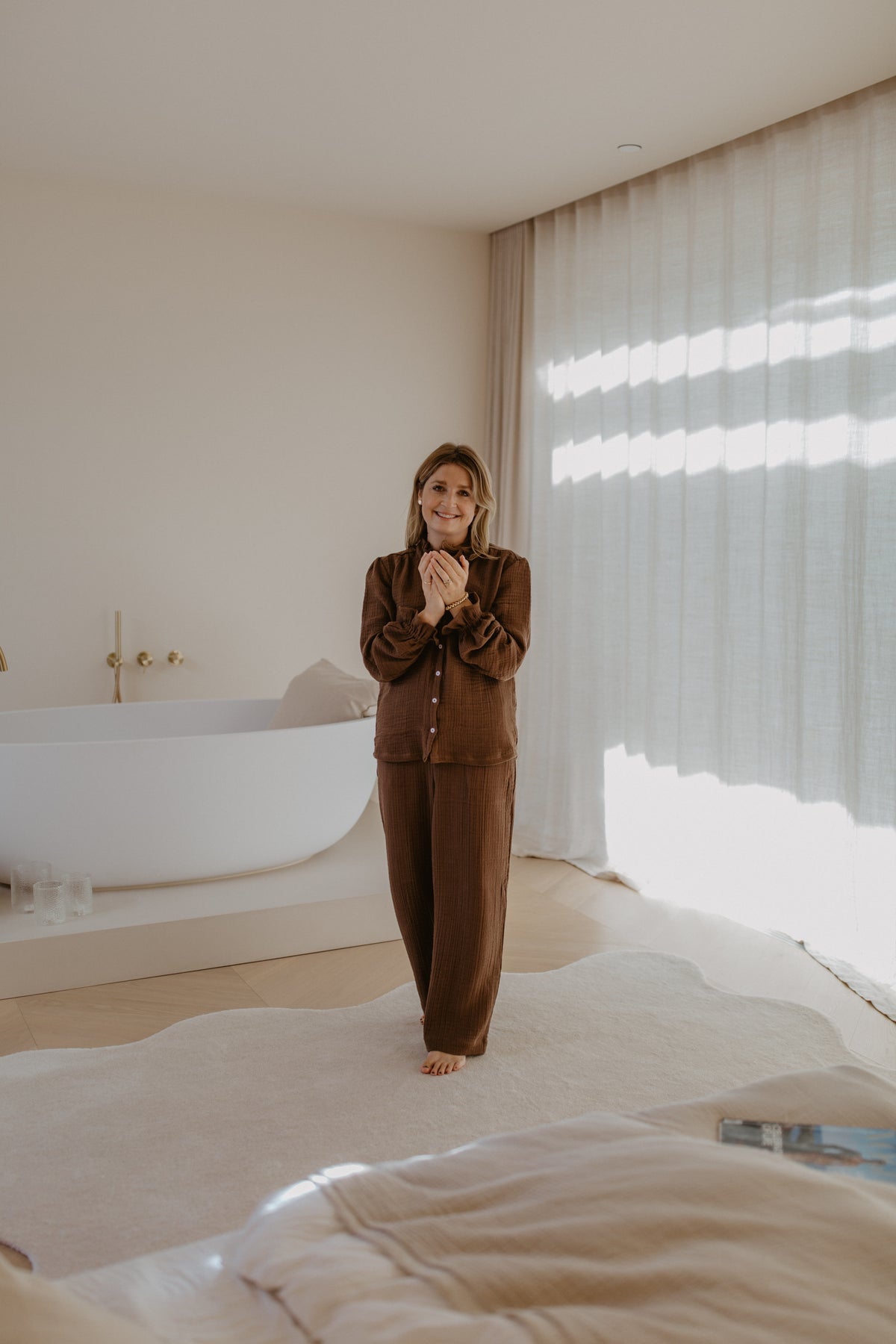 Organic Cotton Muslin Lounge Wear Set | Brown