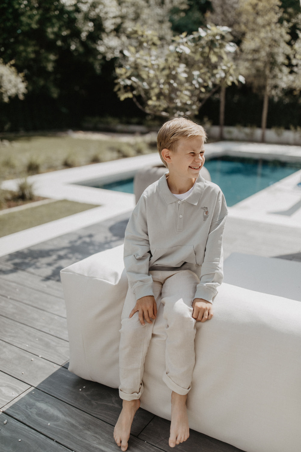 Unisex Oversized Polo Sweatshirt with Pouch Pocket