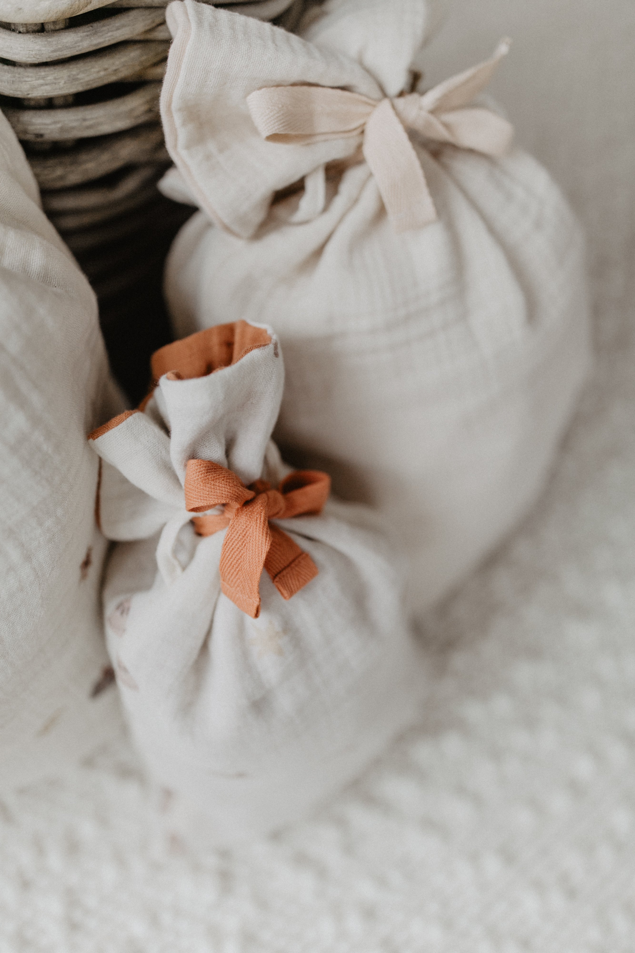 3er Set Musselin Geschenksäcke 'christmas'