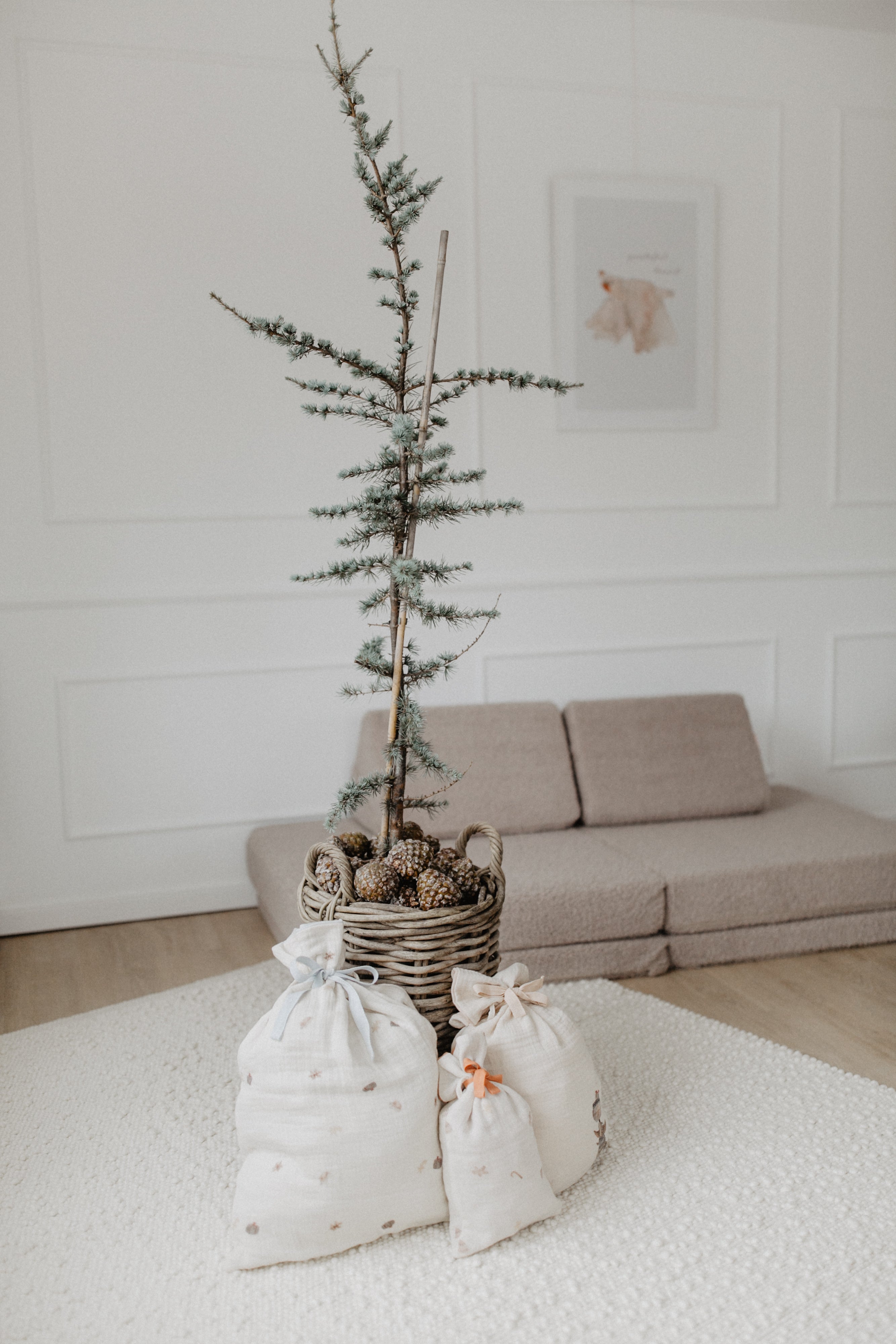 3er Set Musselin Geschenksäcke 'christmas'