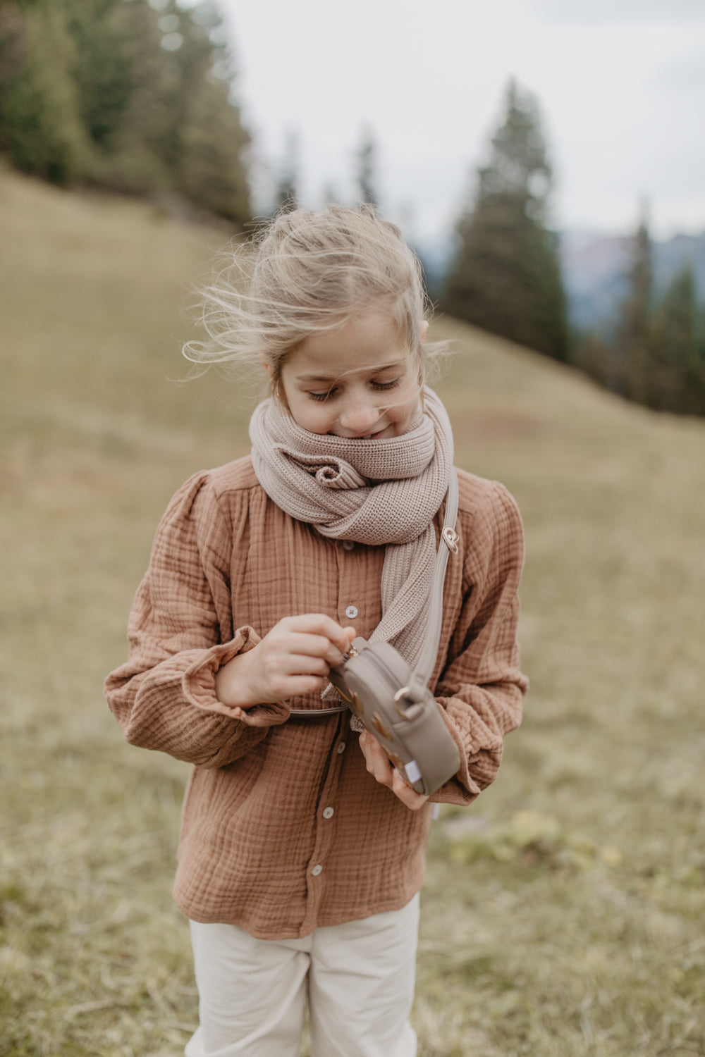 Muslin Blouse with Frill Collar for Girls 'pecan'