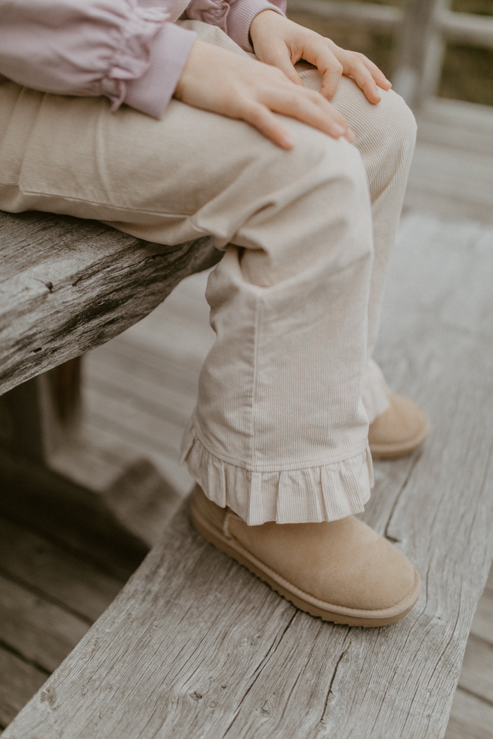 Corduroy Pants with Frill 'dusty rose'