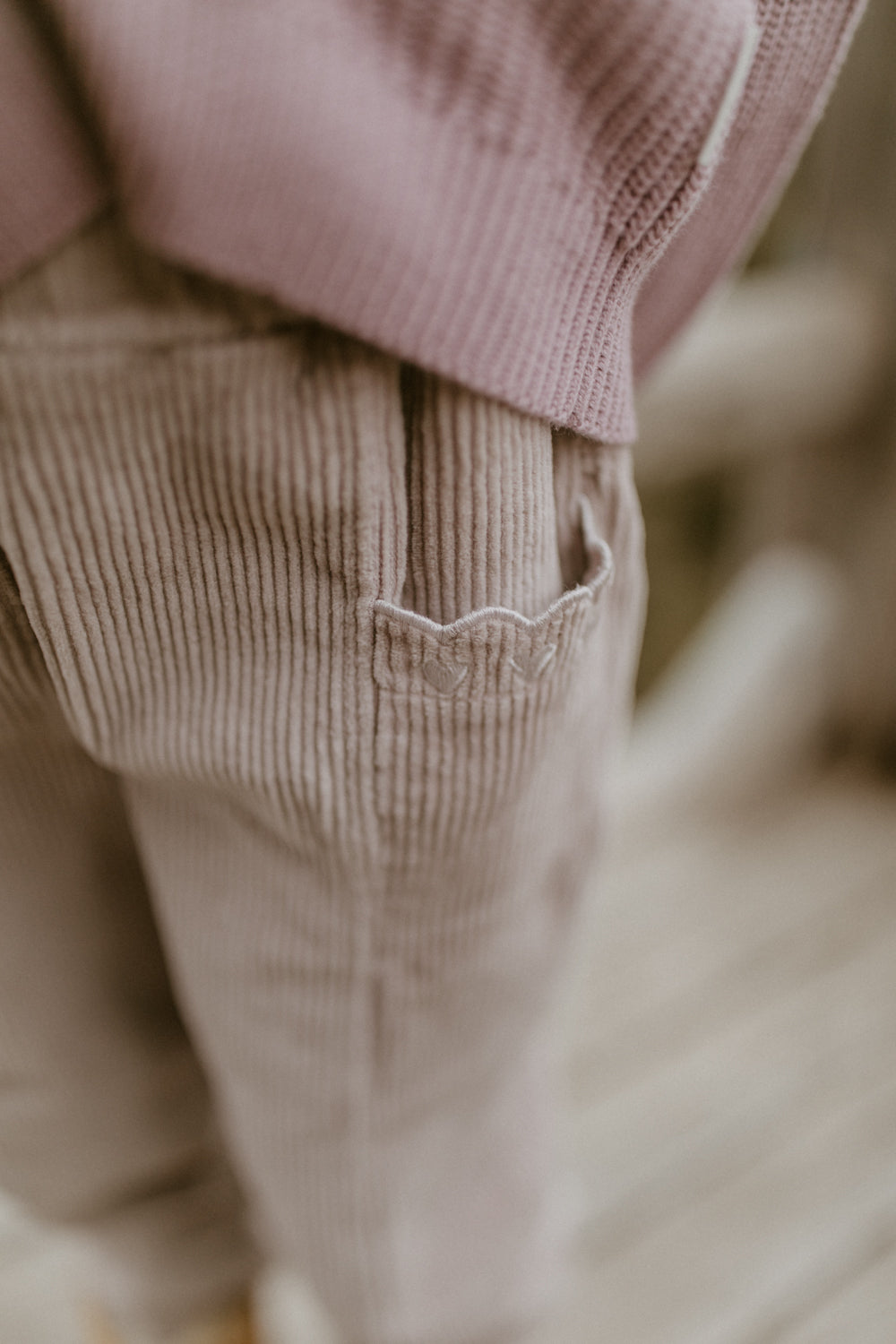 Corduroy Pants 'Hearts' lilac