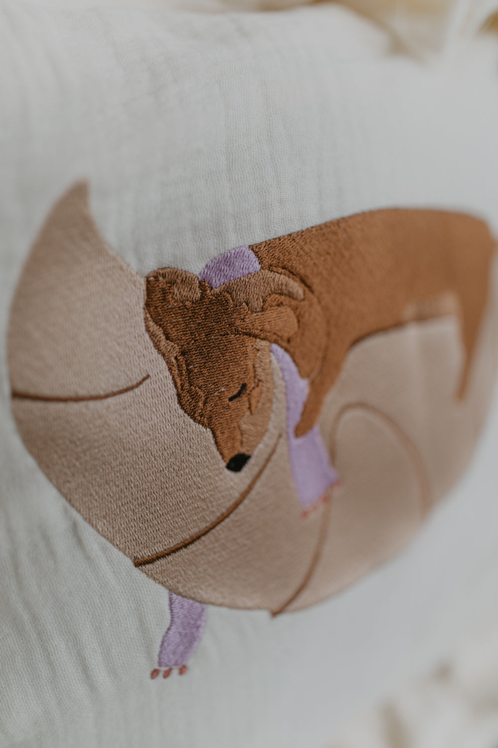 Muslin Cushion Cover 'Croissant Dog'