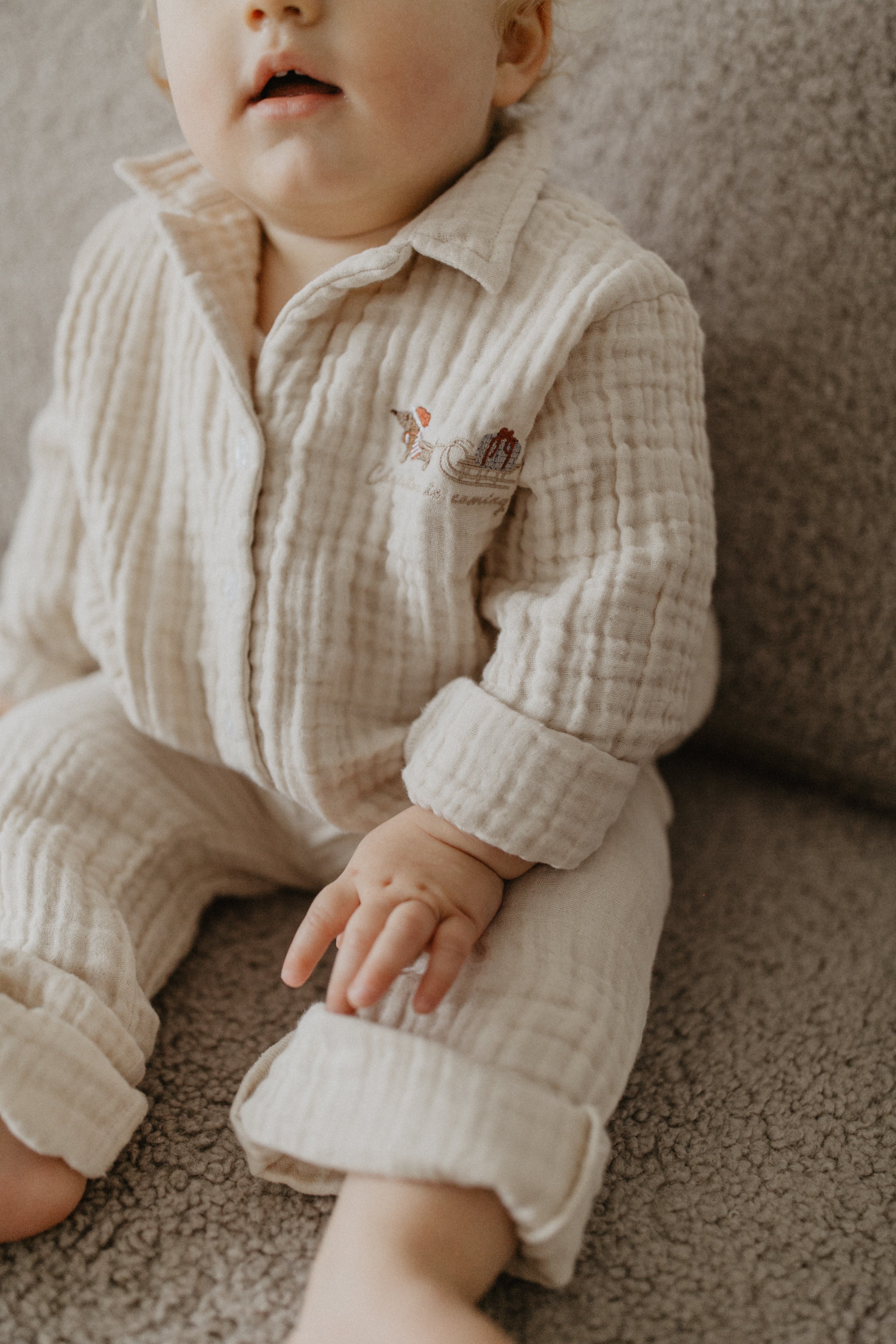 Pyjama Set Dackel 'cappuccino' aus Musselin