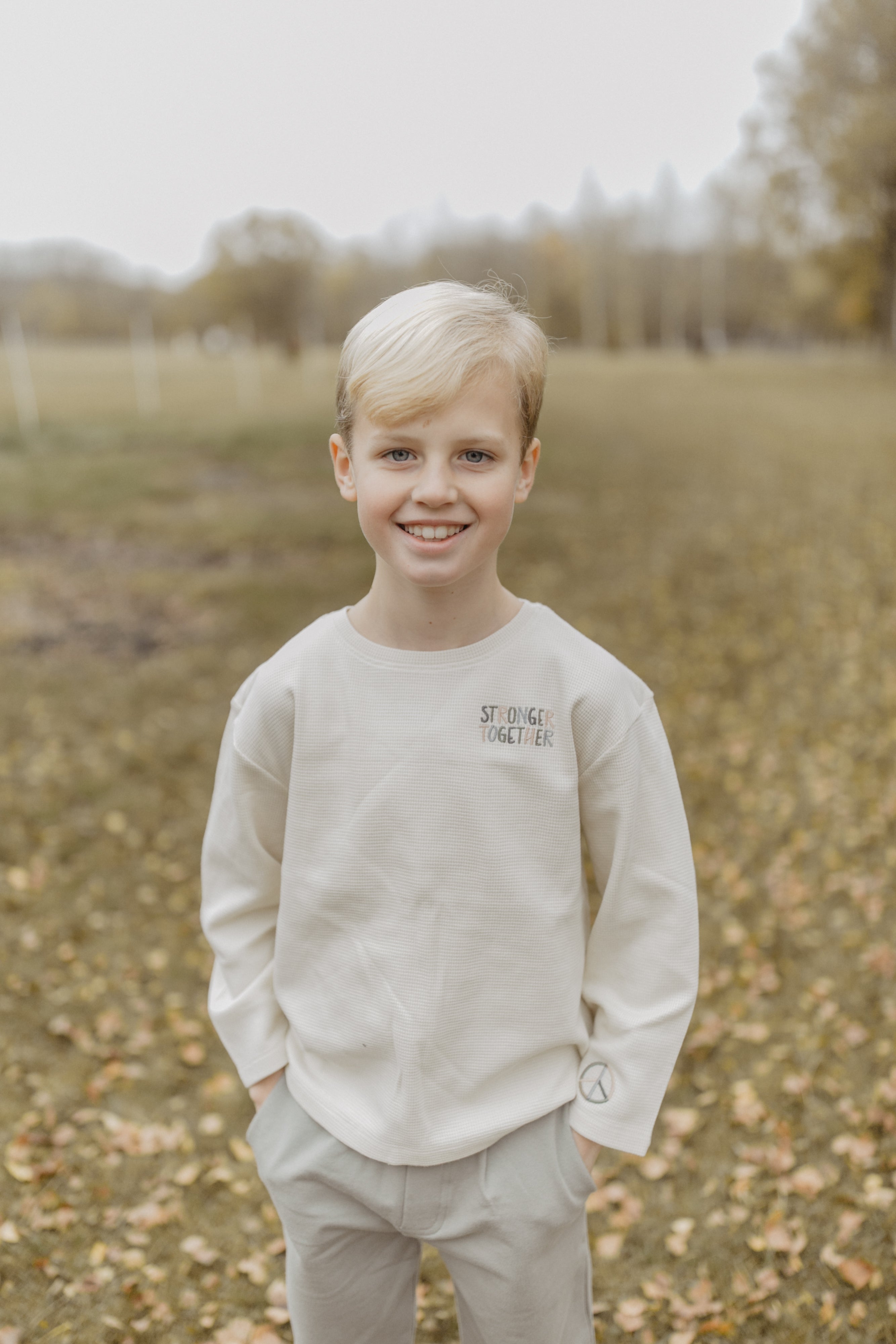 Longsleeve 'stronger together' aus Waffle Piqué