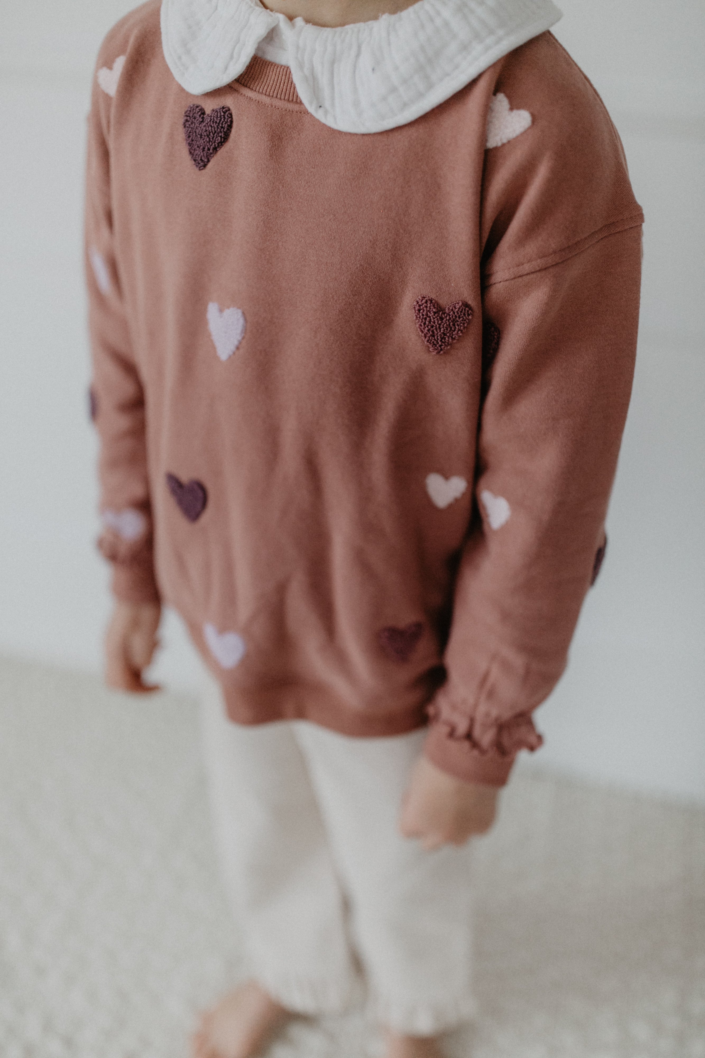 Oversized Sweatshirt 'terry hearts' in light burgundy