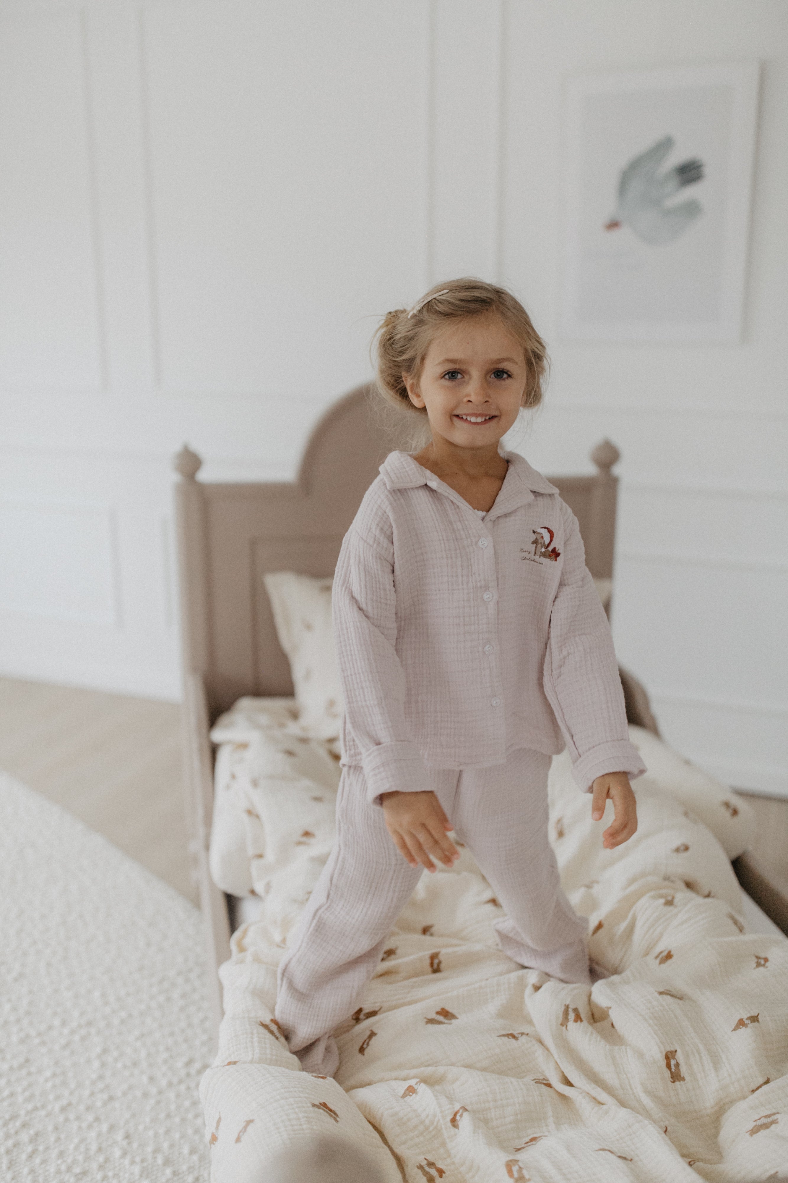 Pyjama Set Dackel 'lavender' aus Musselin