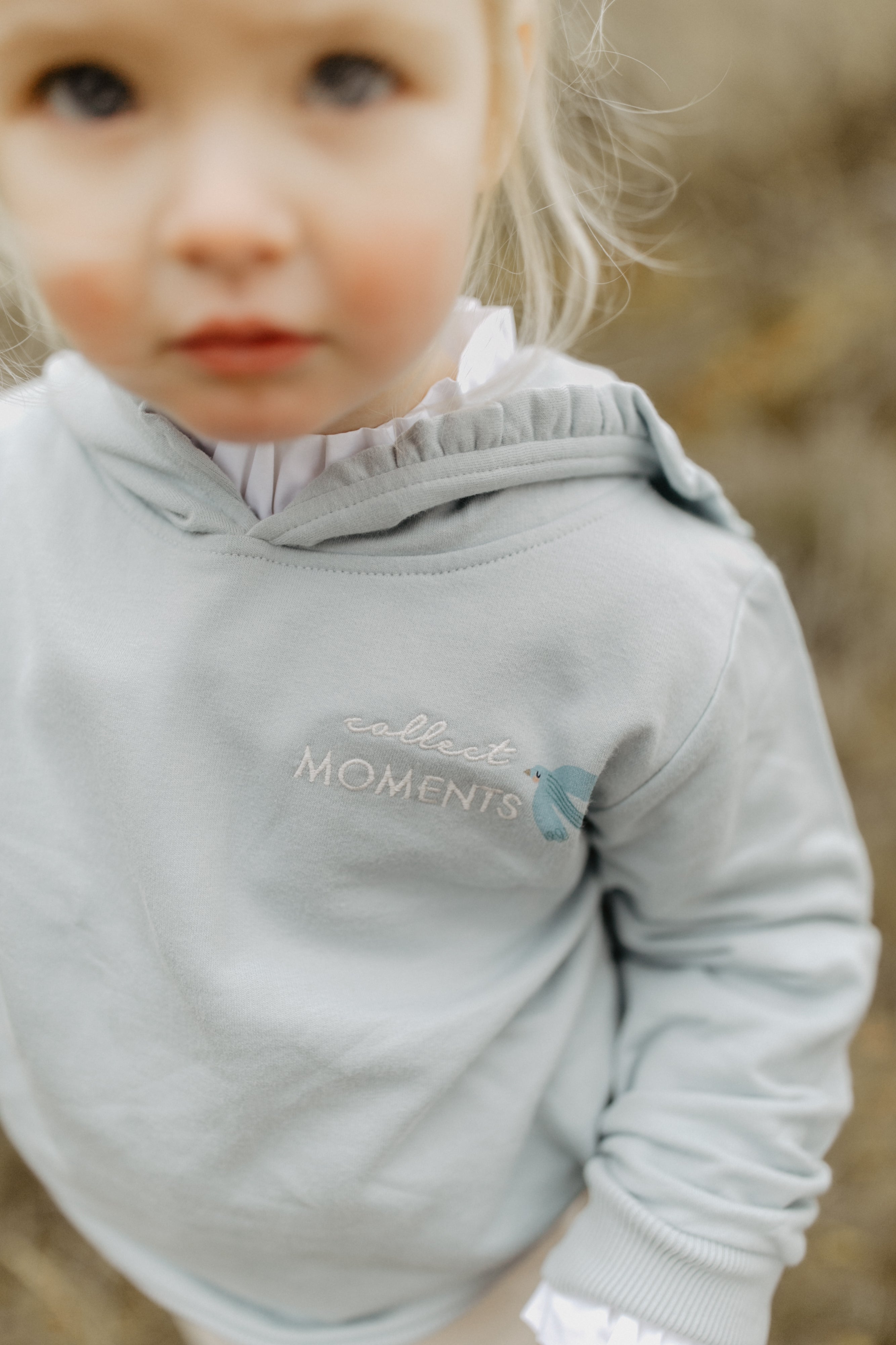 Oversized Hoodie 'collect moments' mit Rüschenkapuze