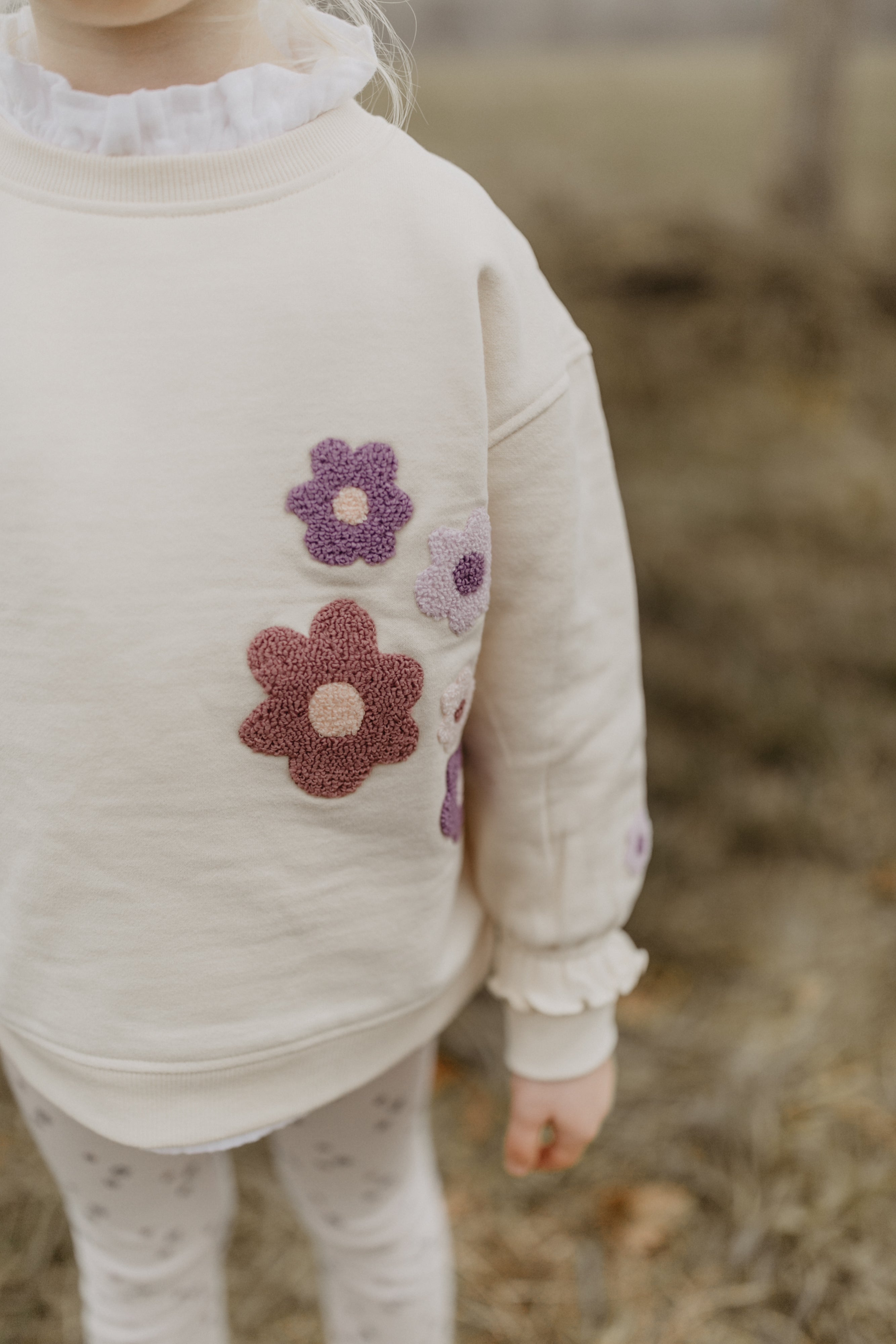 Oversized Sweatshirt 'terry flowers' in light beige