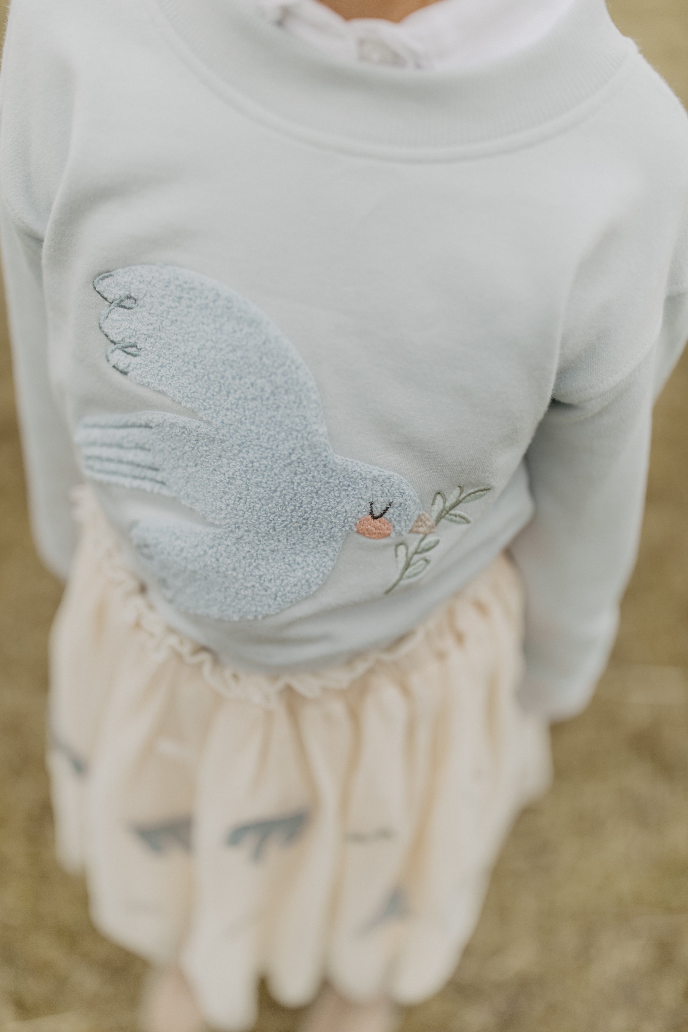 Sweatshirt 'bird' mit Rüschensaum in clear blue