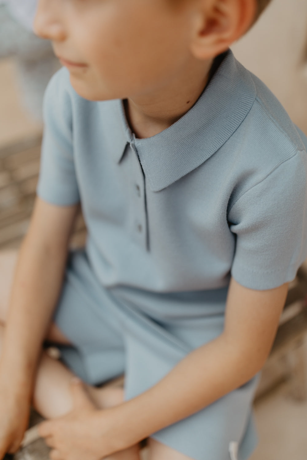 Unisex Knitted Polo Shirt 'Clear Blue'