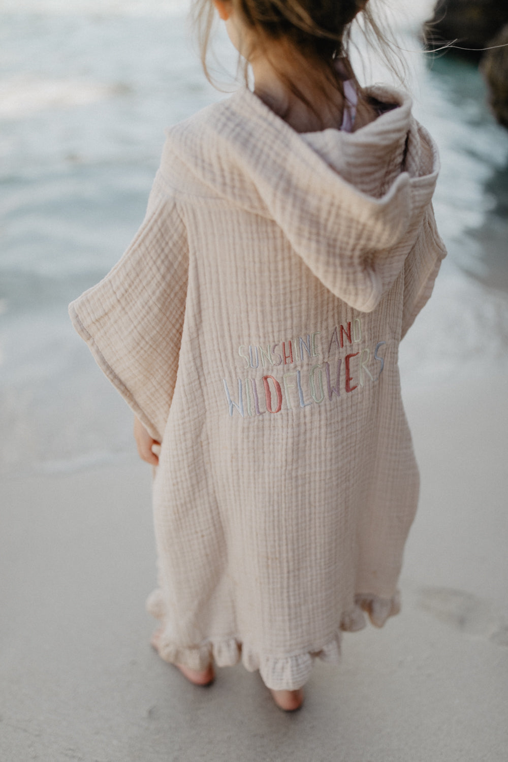 Muslin Poncho 'Sunshine and Wildflowers' with Frills