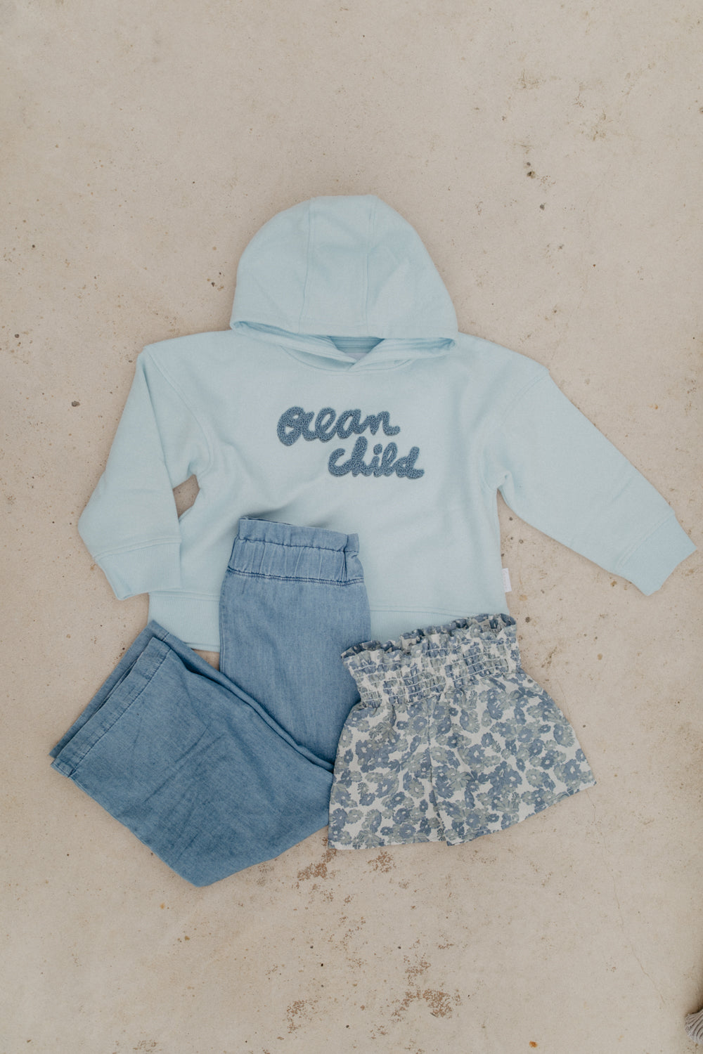 Smocked Linen Shorts ‘Blue Flowers’