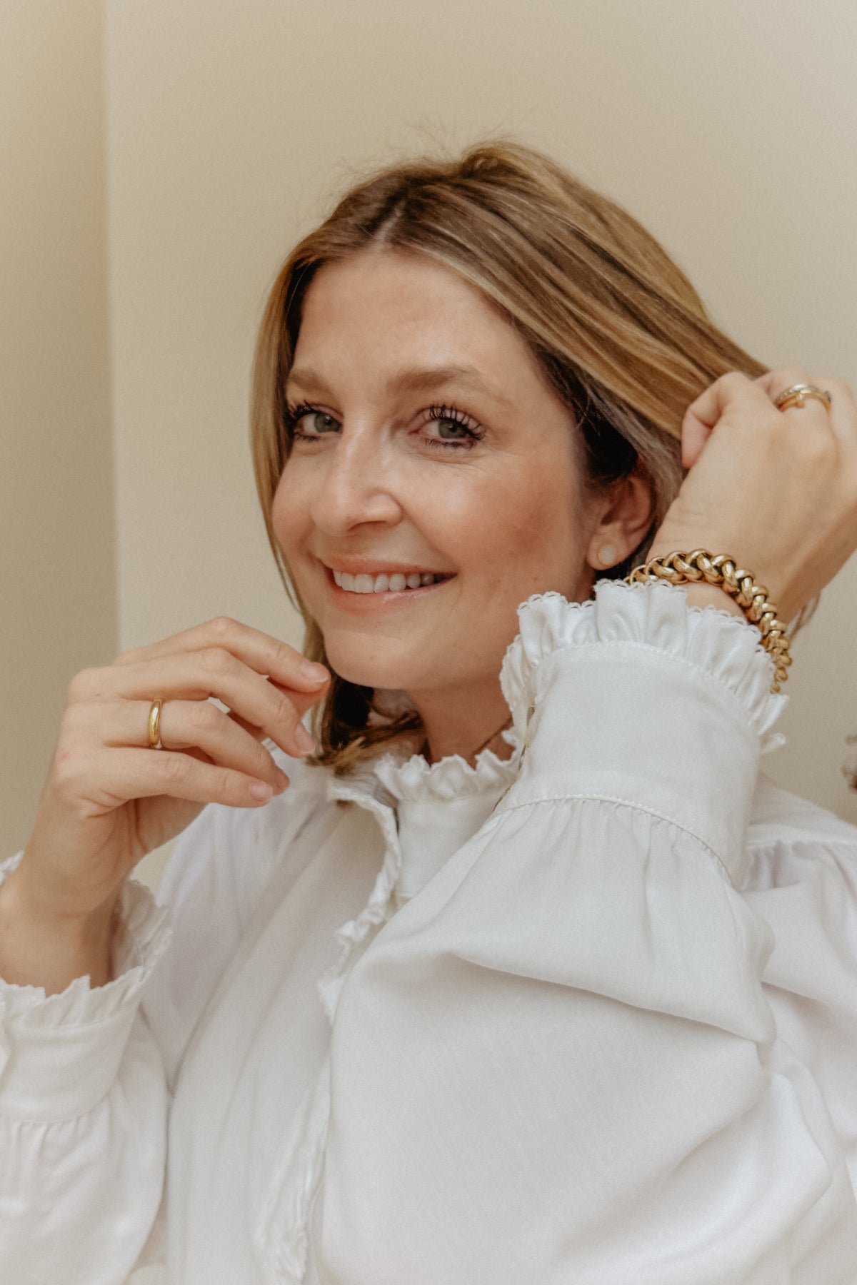 Blouse met ruches | Wit