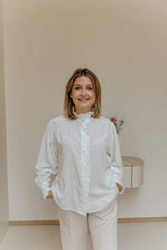 Blouse met ruches | Wit