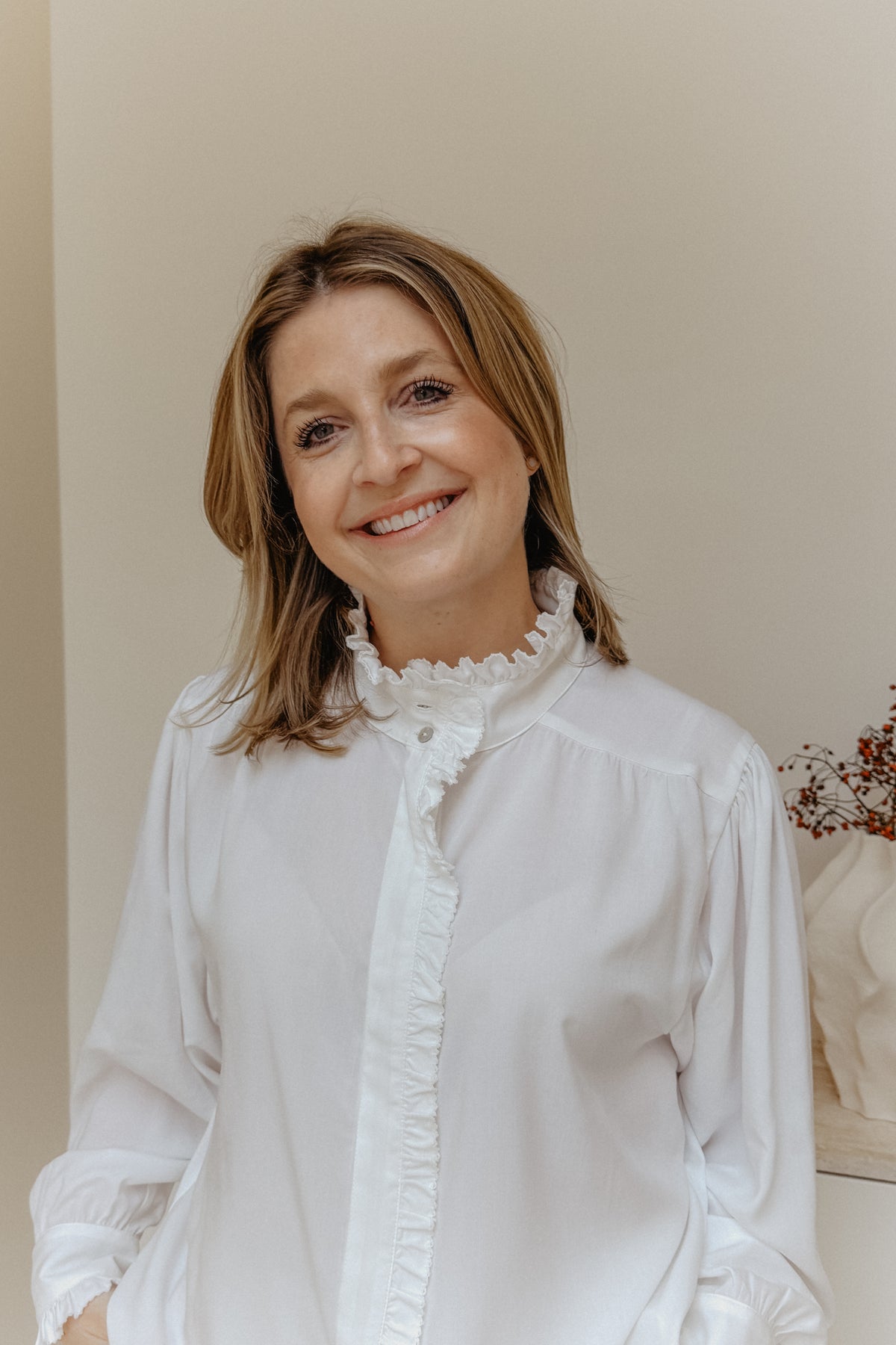 Blouse met ruches | Wit