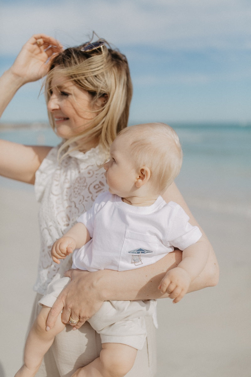 Unisex T-Shirt 'beach lounger' mit Tasche