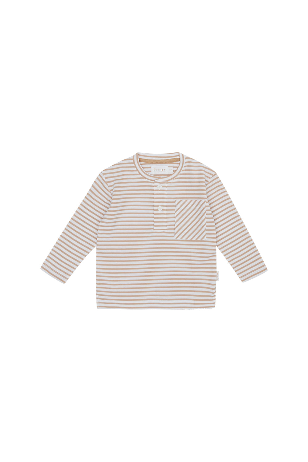 Longsleeve mit Brusttasche 'beige stripes'