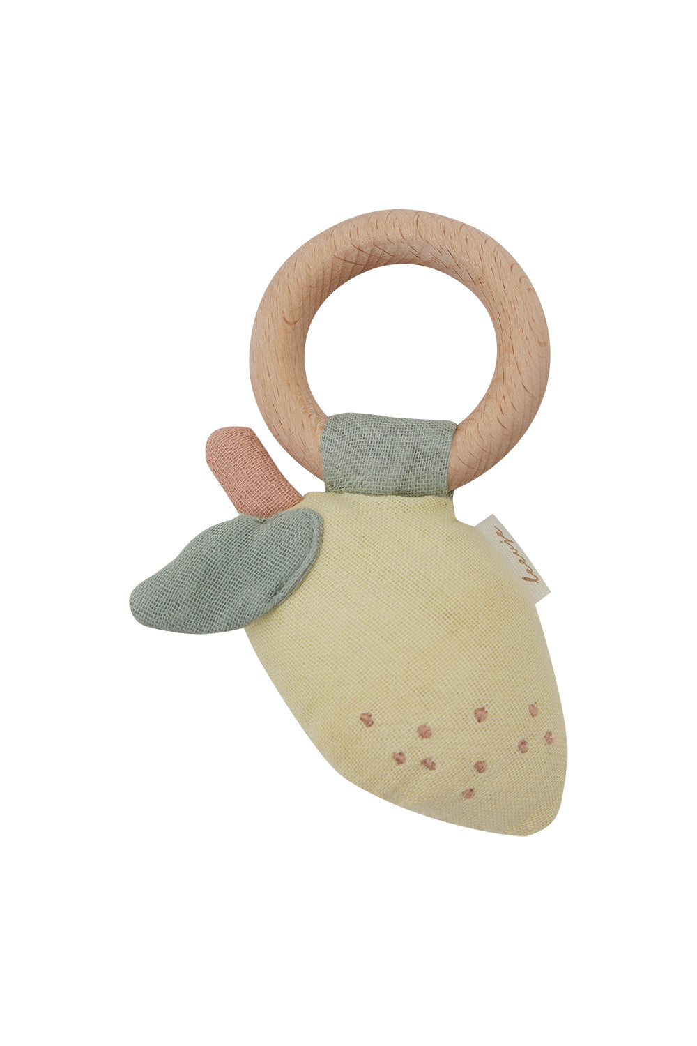 Baby rattle with wooden ring 'lemon'