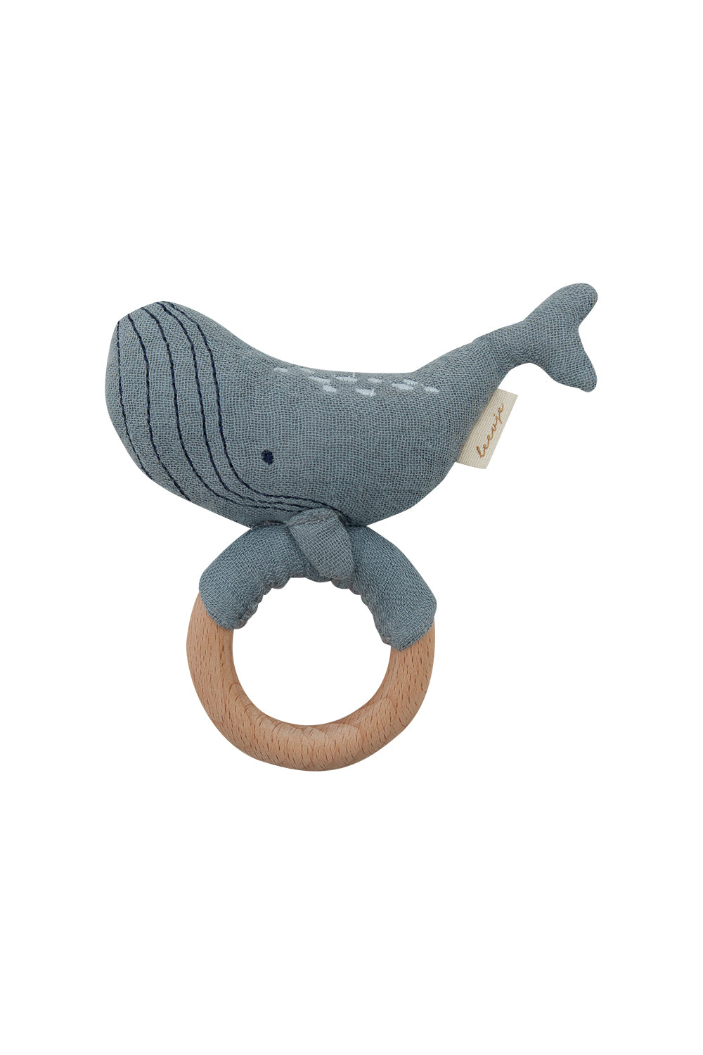 Baby rattle with wooden ring 'whale'