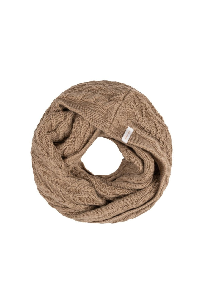 Loop Schal Mit Zopfmuster Walnut / One Size Merinowolle