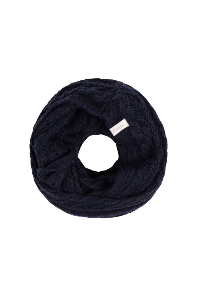 Loop Schal Mit Zopfmuster Navy / One Size Merinowolle