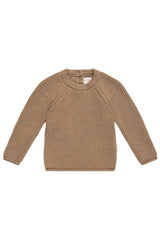 Chunky Knit Pullover Walnut Mit Raglanärmel / 62/68 Merinowolle